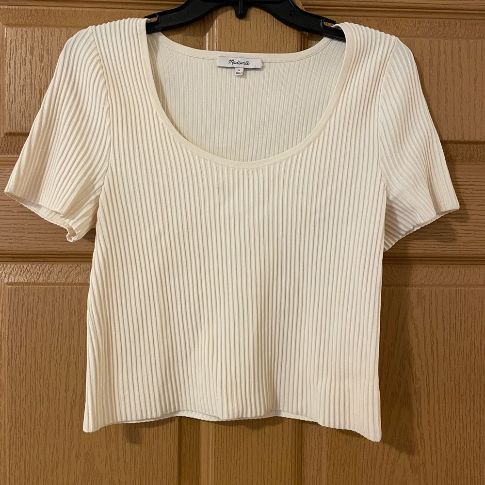 Madewell Cream Ribbed Short Sleeve Tee